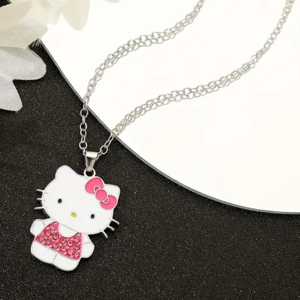 NEW SANRIO HELLO KITTY Rhinestone Enamel Charm Necklace